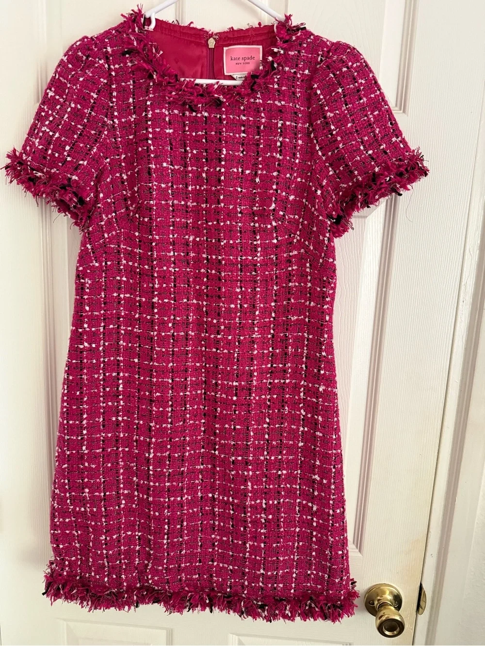 kate spade Festival Pink Tweed Mini Dress-Sz 2 - Picture 4 of 5